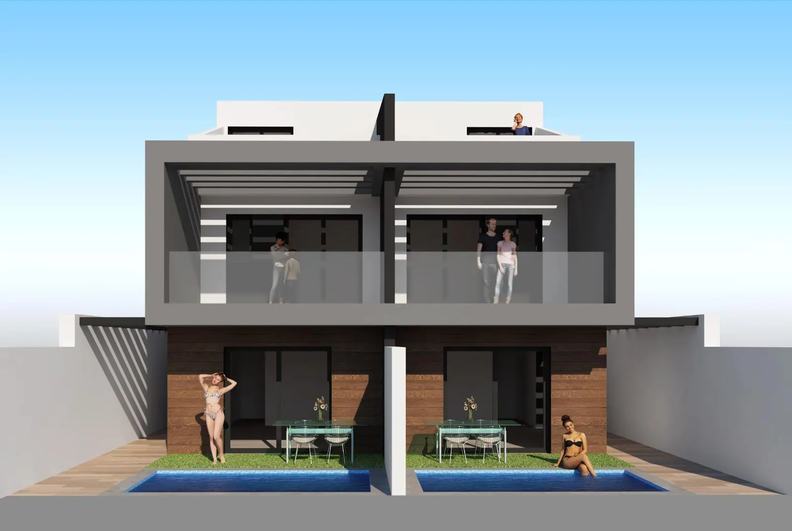 Modern Semi-Detached Villas with Private Pool Near the Sea in Santiago de la Ribera — 3