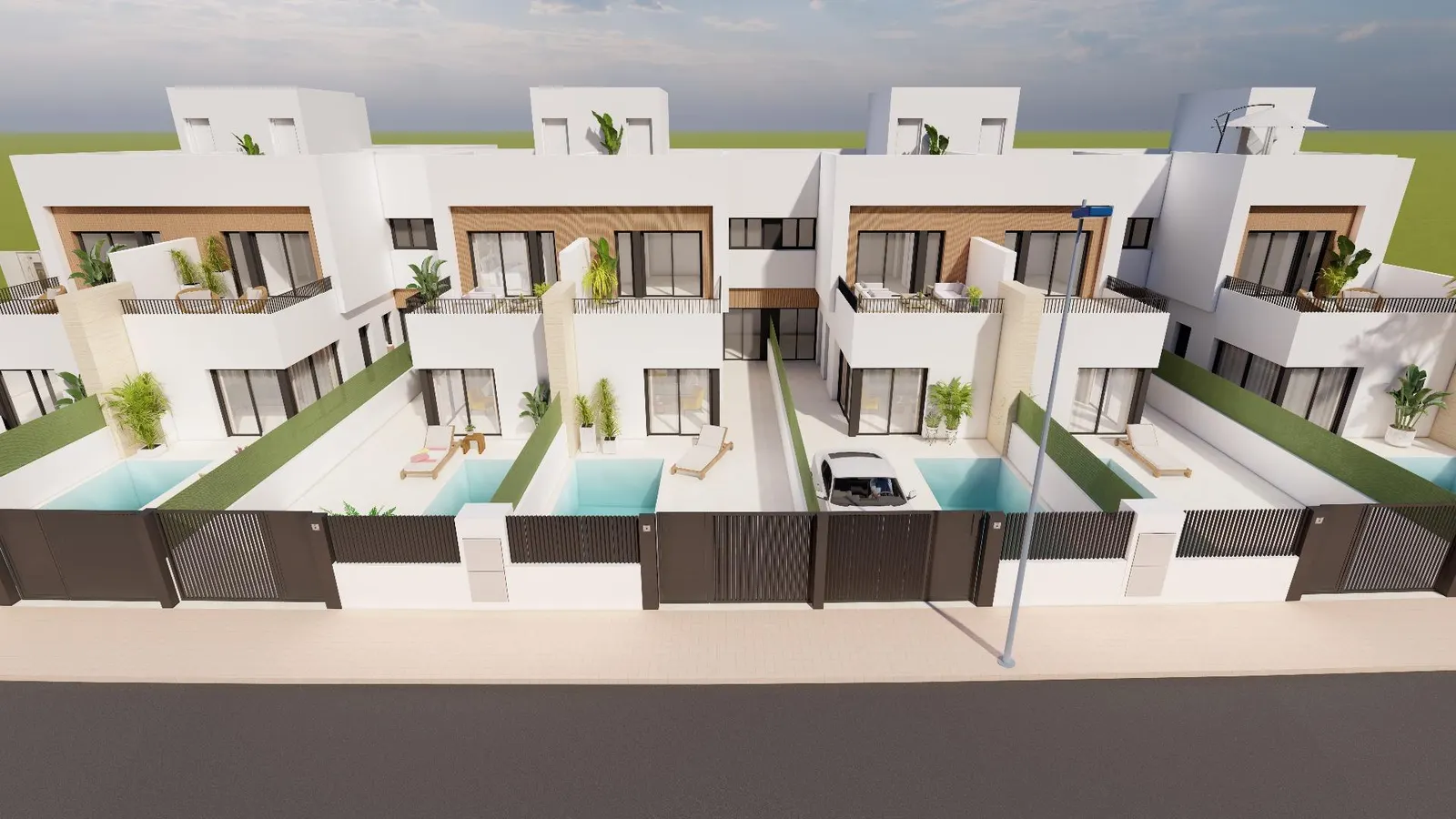 Modern Semi-Detached Villas with Private Pool Near the Sea in Santiago de la Ribera — 5