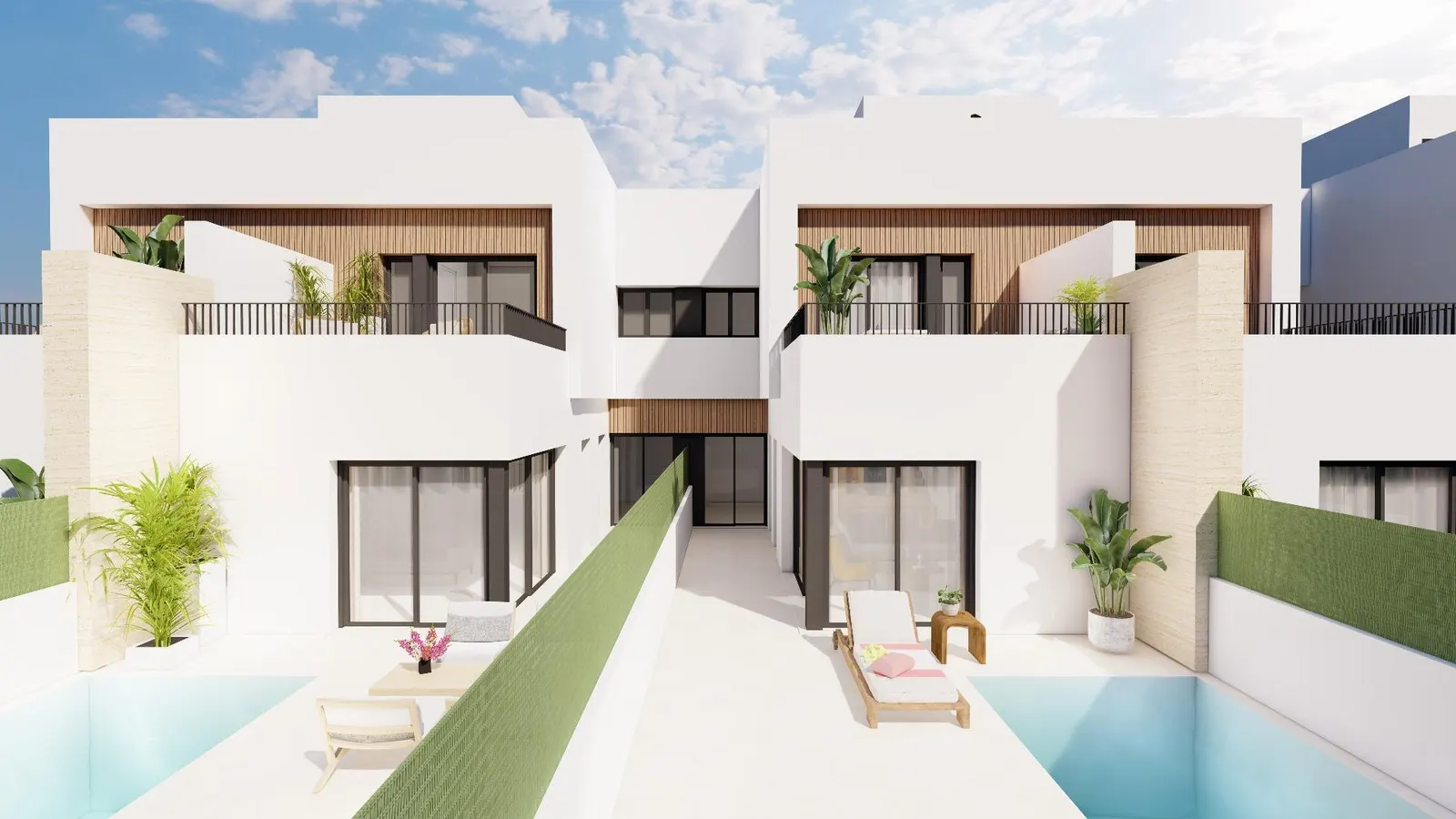 Modern Semi-Detached Villas with Private Pool Near the Sea in Santiago de la Ribera — 1