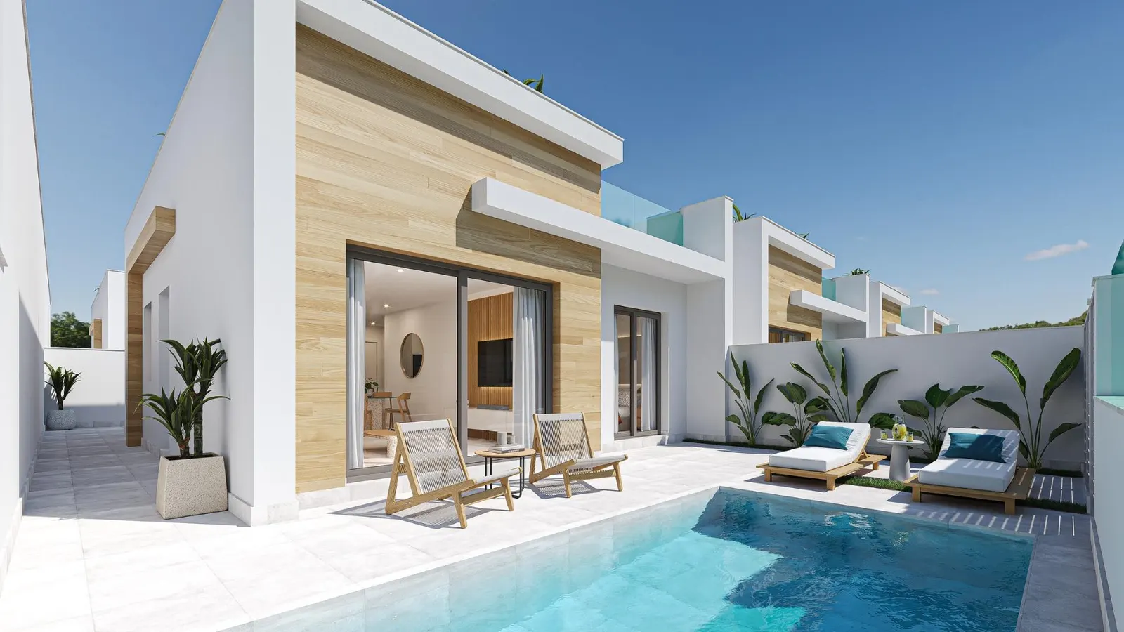 Modern One Level Villas with Private Pool and Solarium in El Jimenado Murcia — 1
