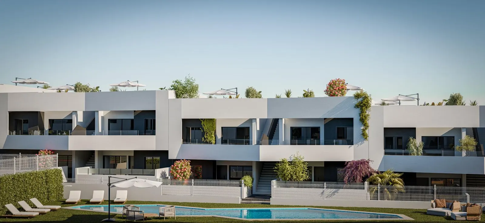 Modern, newly built bungalows in San Miguel de Salinas with 3 communal swimming pools — 1