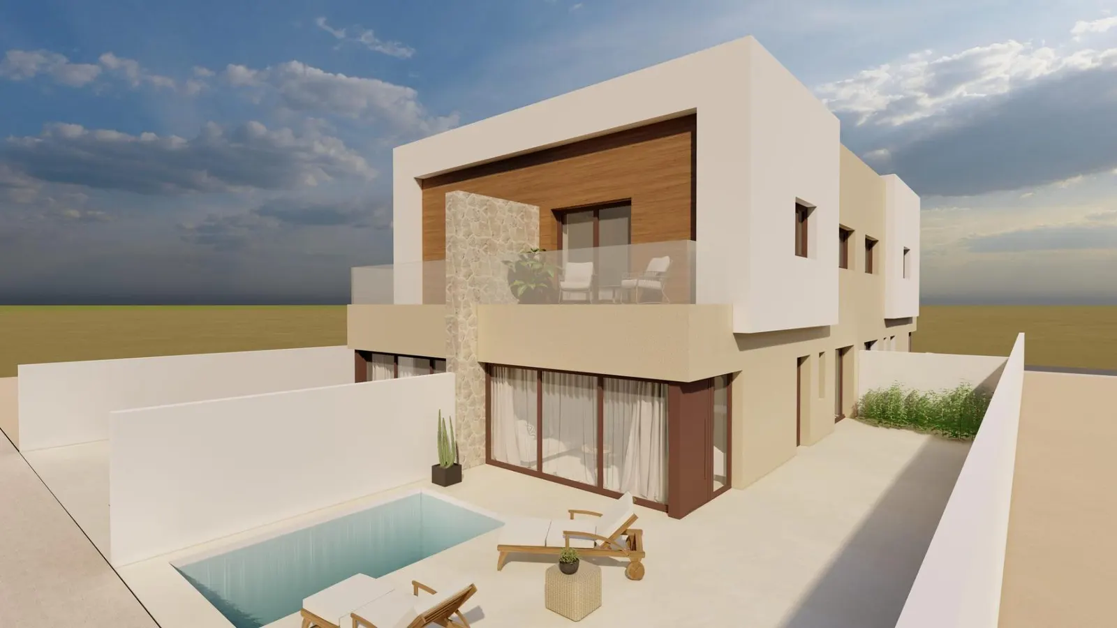 Modern New Build Quad Villas with Private Pool in Santiago de la Ribera — 1