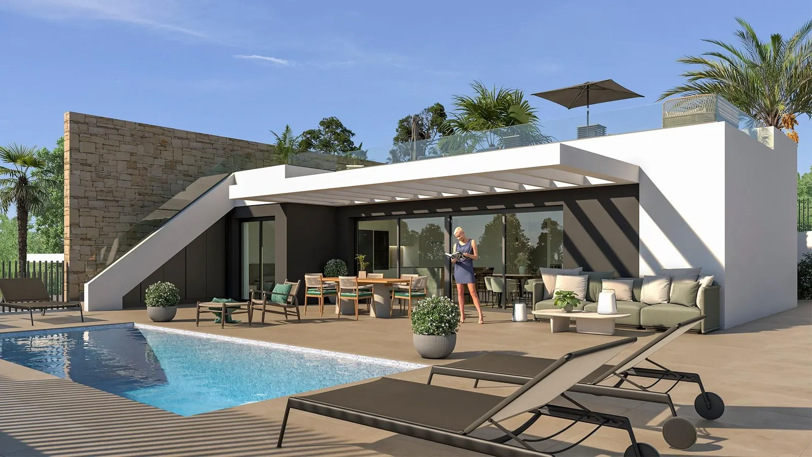 New Build Semi Detached Villas for Sale in Mutxamel with Private Pool and Sea Views — 3